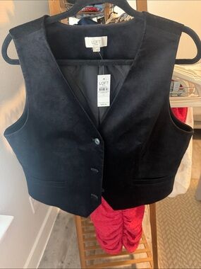 LOFT Black Suede Sleeveless Vest
